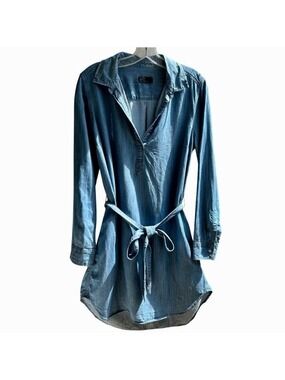 GAP Denim Tunic Top Open V Neck with Pockets